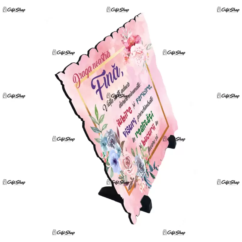 Draga noastra fina  ..., placheta cu mesaj